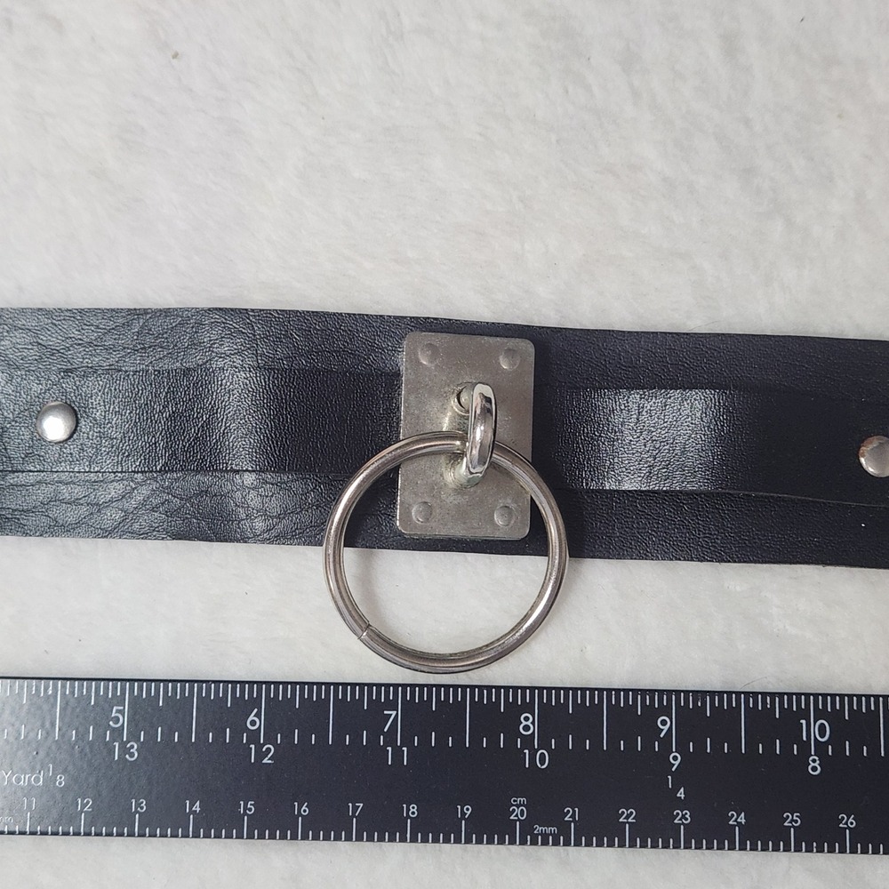 Black Faux Leather O-Ring Choker Necklace Silver Hardware Mall Goth Punk  Emo